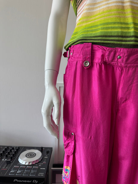 RALPH LAUREN Pink Silk Beaded Cargo Pant