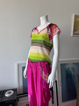 CHRISTIAN LACROIX Multicolor Stripe Knit Short Sleeve Top