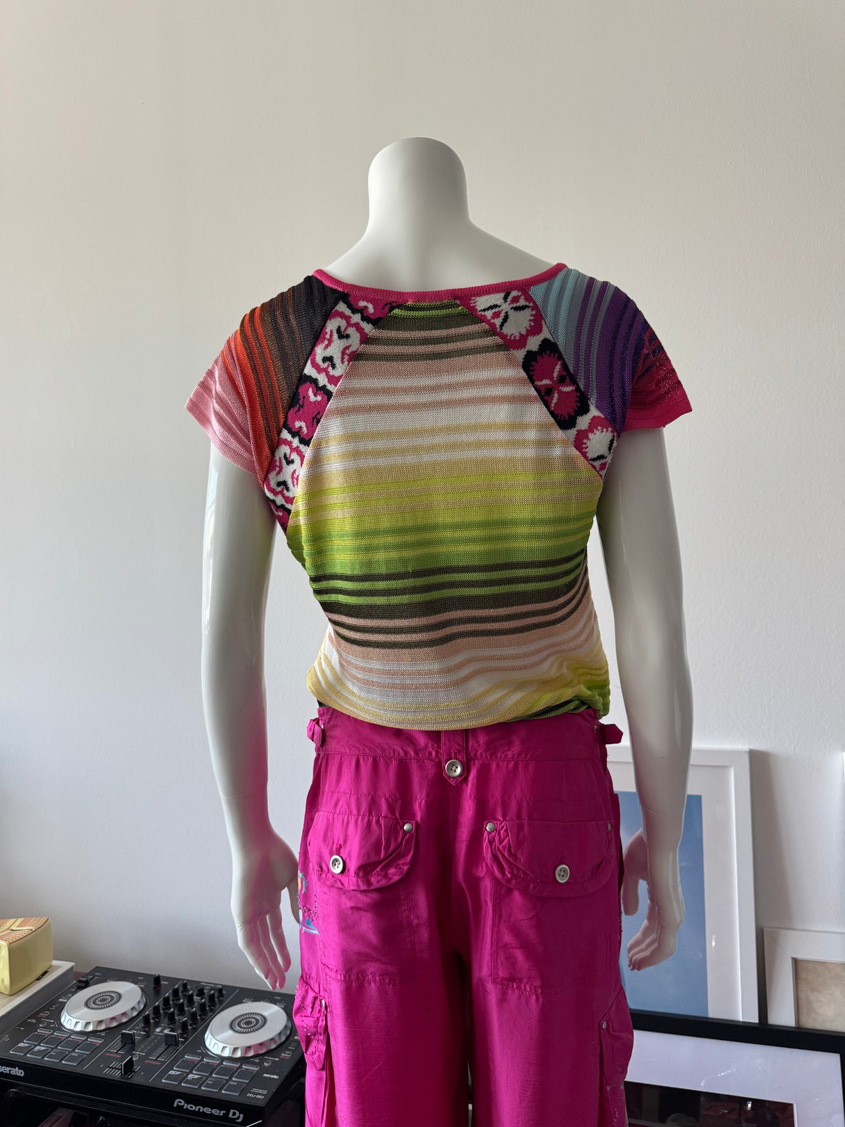 CHRISTIAN LACROIX Multicolor Stripe Knit Short Sleeve Top
