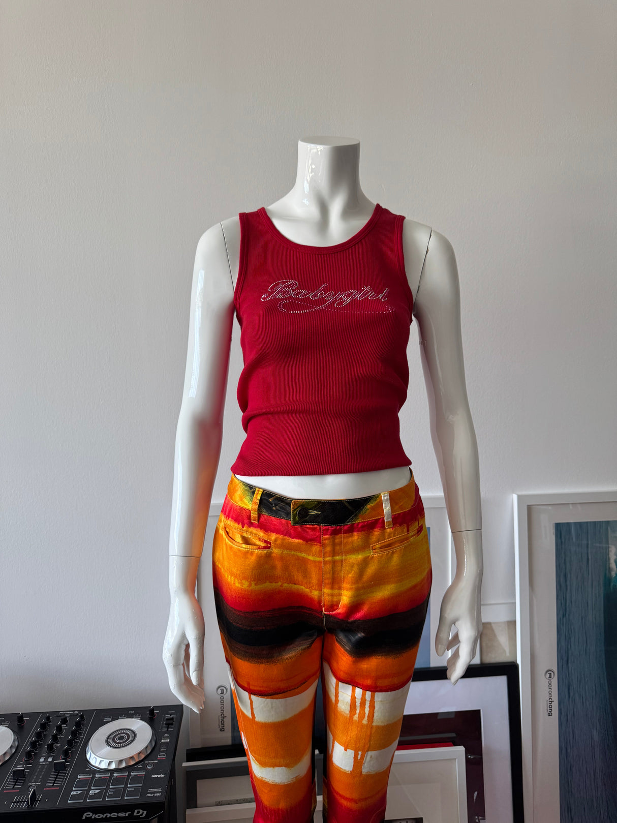 MOSCHINO Red/Black/Orange Striped Pants