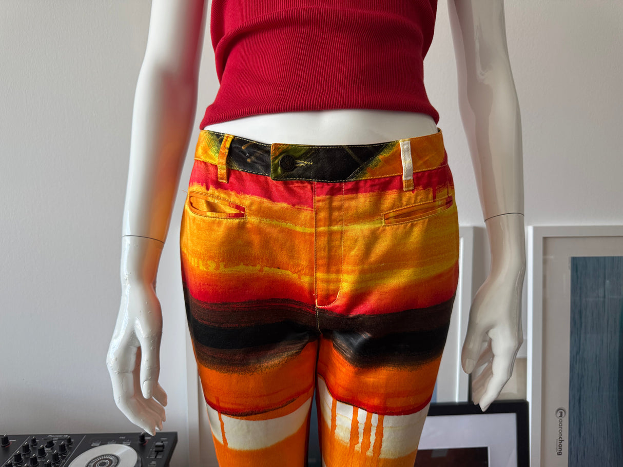 MOSCHINO Red/Black/Orange Striped Pants