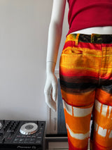 MOSCHINO Red/Black/Orange Striped Pants