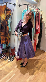 Moschino Jeans Purple Leopard Print Skirt