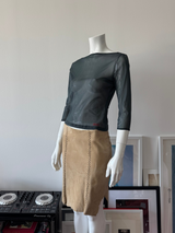 Grey Mesh 3/4 Sleeve Top