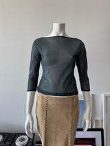 Grey Mesh 3/4 Sleeve Top