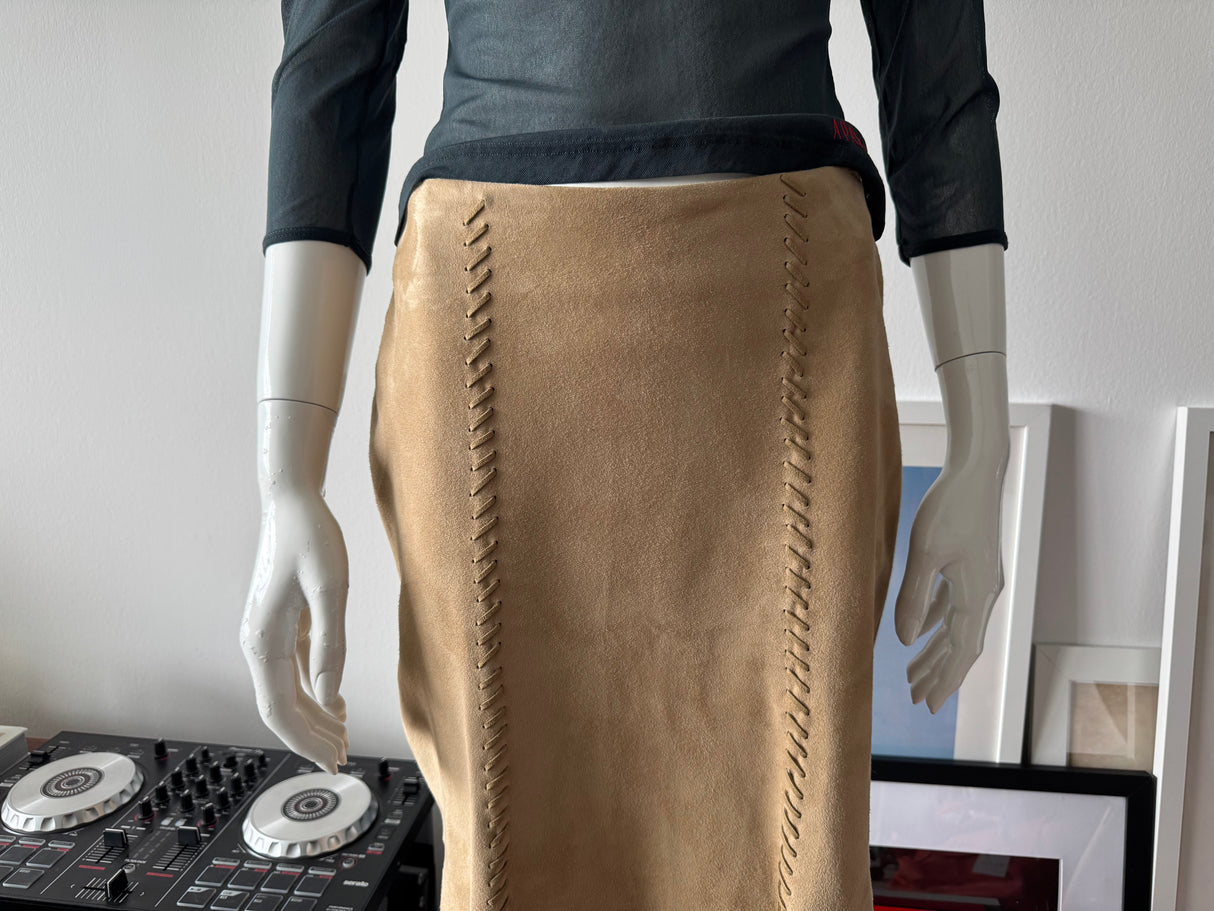 Tan Suede Mini Skirt