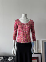JUST CAVALLI Pink Snakeskin 3/4 Sleeve Top