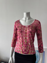 JUST CAVALLI Pink Snakeskin 3/4 Sleeve Top