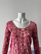 JUST CAVALLI Pink Snakeskin 3/4 Sleeve Top