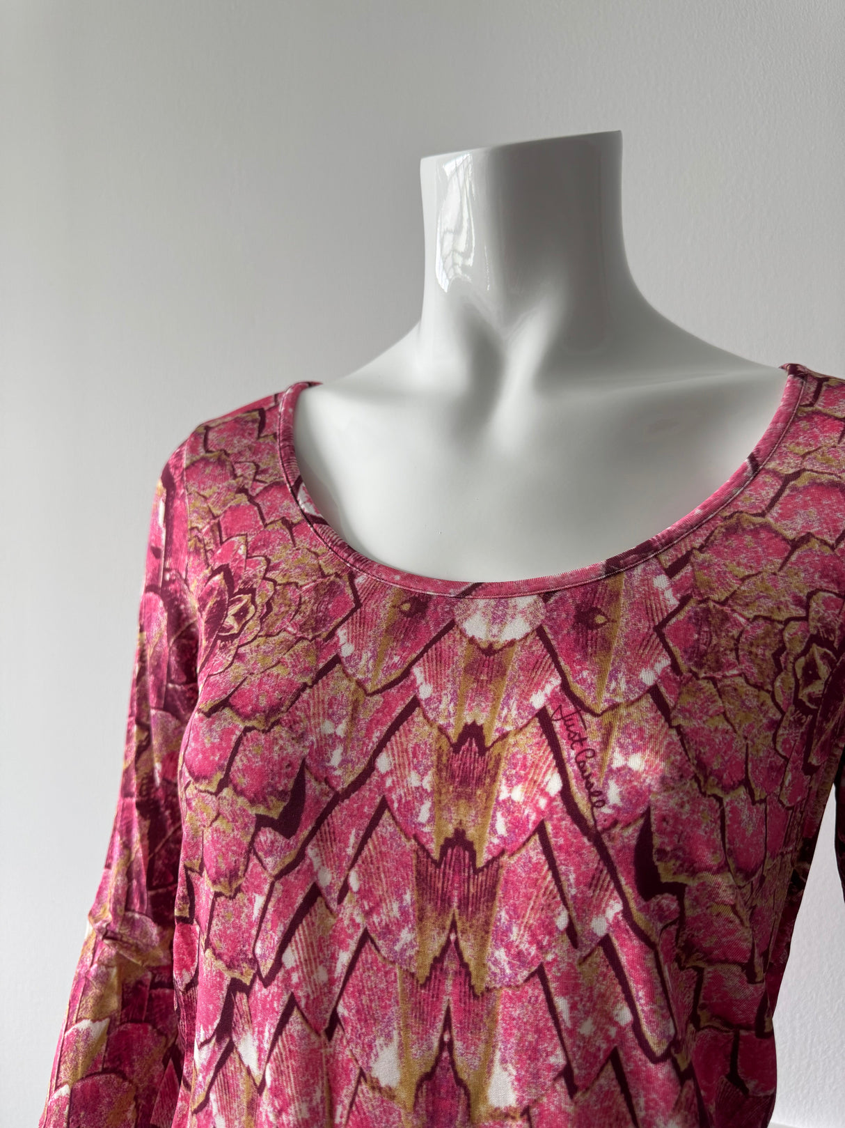 JUST CAVALLI Pink Snakeskin 3/4 Sleeve Top