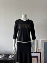 Black Long Sleeve Top with MORE MORE Gold Graphic