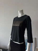 Black Long Sleeve Top with MORE MORE Gold Graphic