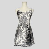 Fairy lace trim slip dress in black and white