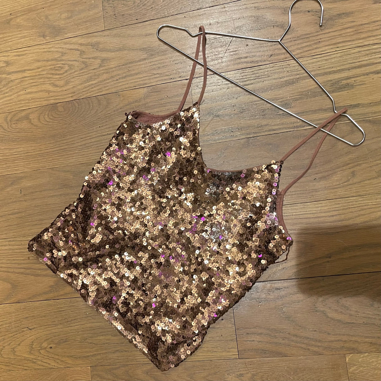 Gold glitter sequence top