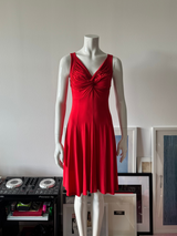 LES COPAINS Red Ruched Front Midi Dress