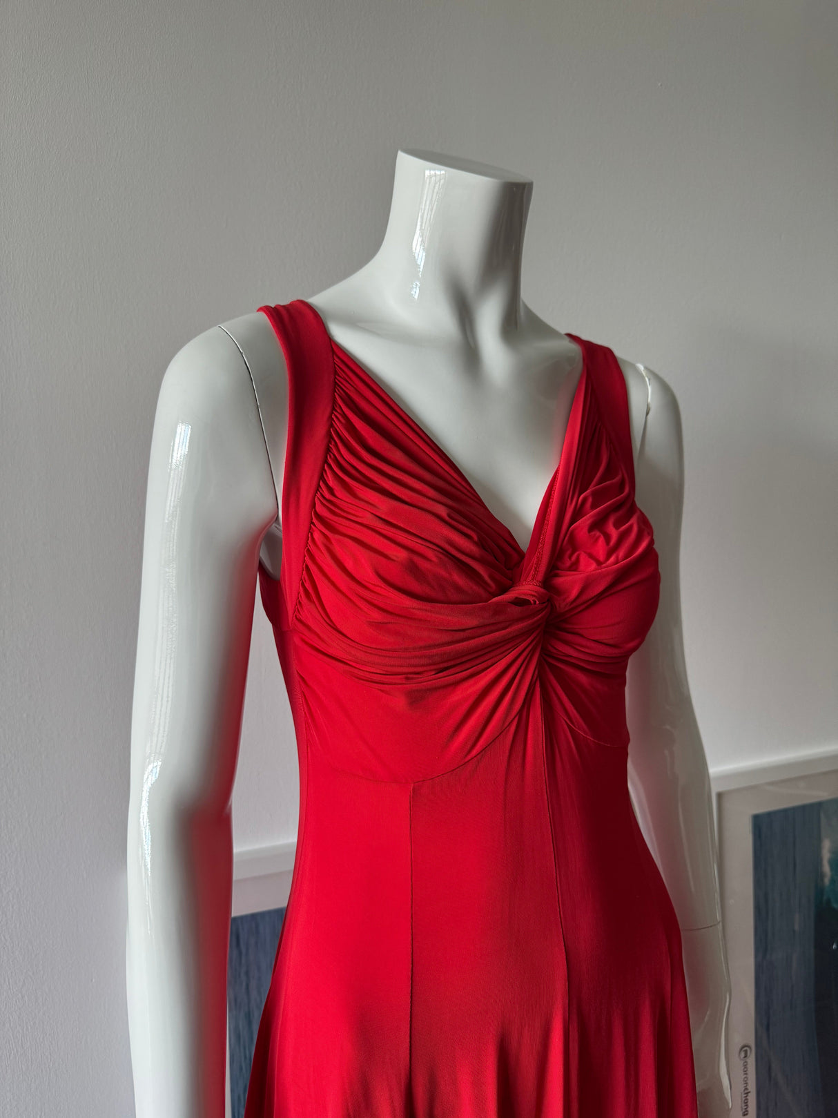 LES COPAINS Red Ruched Front Midi Dress