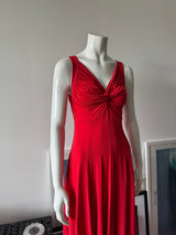 LES COPAINS Red Ruched Front Midi Dress