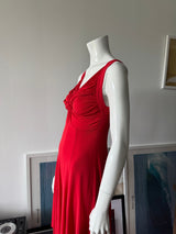 LES COPAINS Red Ruched Front Midi Dress