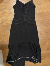 black and white contrast stitch dress