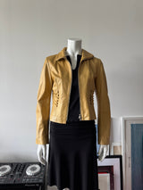 BEBE Gold Cropped Leather Jacket