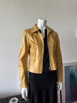 BEBE Gold Cropped Leather Jacket