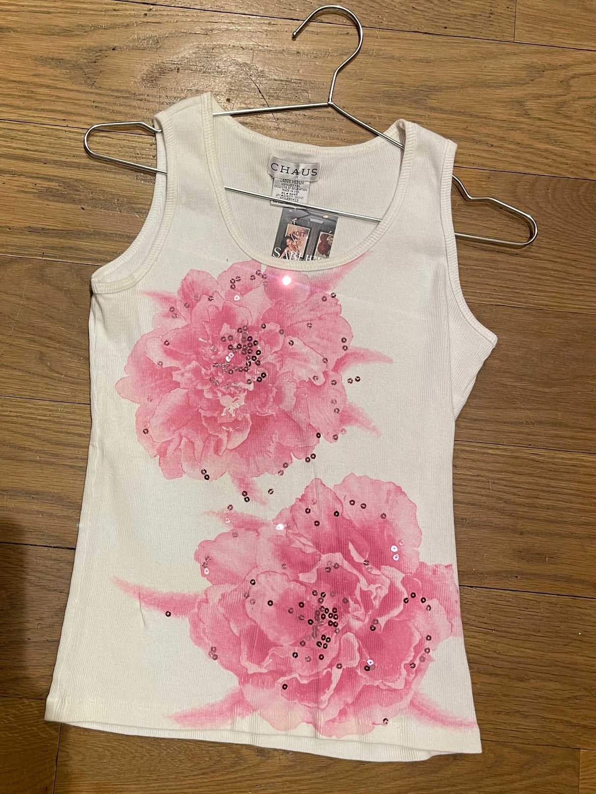 white floral tank top