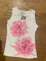 white floral tank top