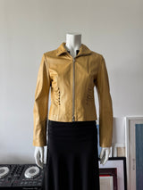 BEBE Gold Cropped Leather Jacket