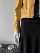 BEBE Gold Cropped Leather Jacket