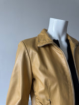 BEBE Gold Cropped Leather Jacket