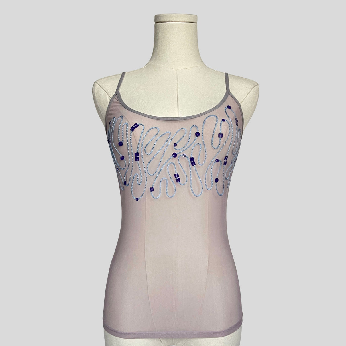 Mesh embroidered sequin cami