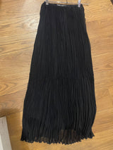 black pleaded maxi skirt