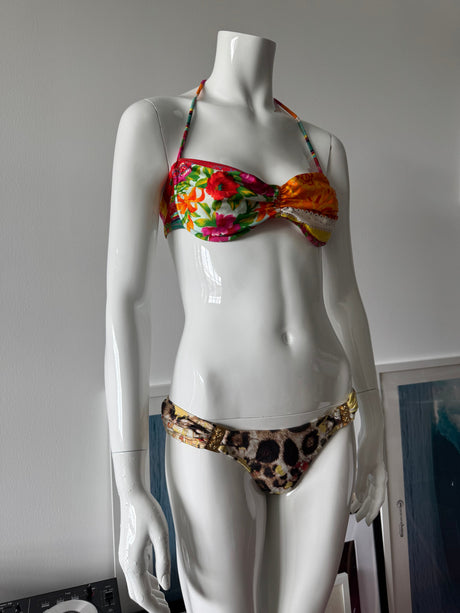 Animal Print and Gold Metal Bikini Bottom