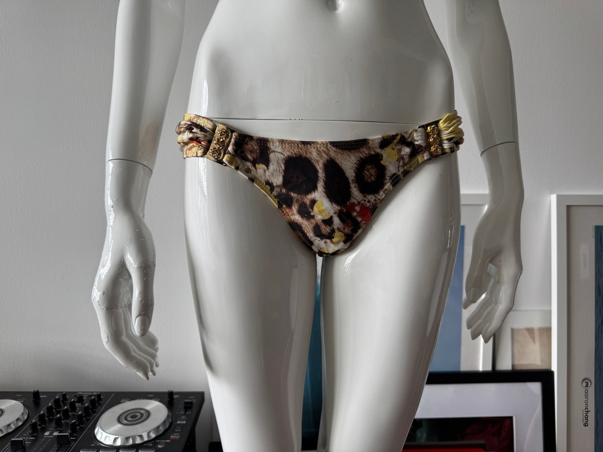 Animal Print and Gold Metal Bikini Bottom