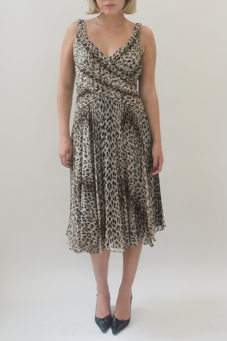 Tadashi animal print silk dress