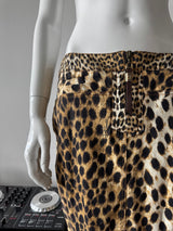 JUST CAVALLI Denim Leopard Print Midi Skirt