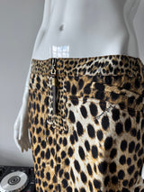 JUST CAVALLI Denim Leopard Print Midi Skirt