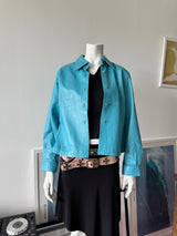 NICOLA BERTI Turquoise Leather Shirt/Jacket