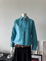 NICOLA BERTI Turquoise Leather Shirt/Jacket