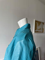 NICOLA BERTI Turquoise Leather Shirt/Jacket