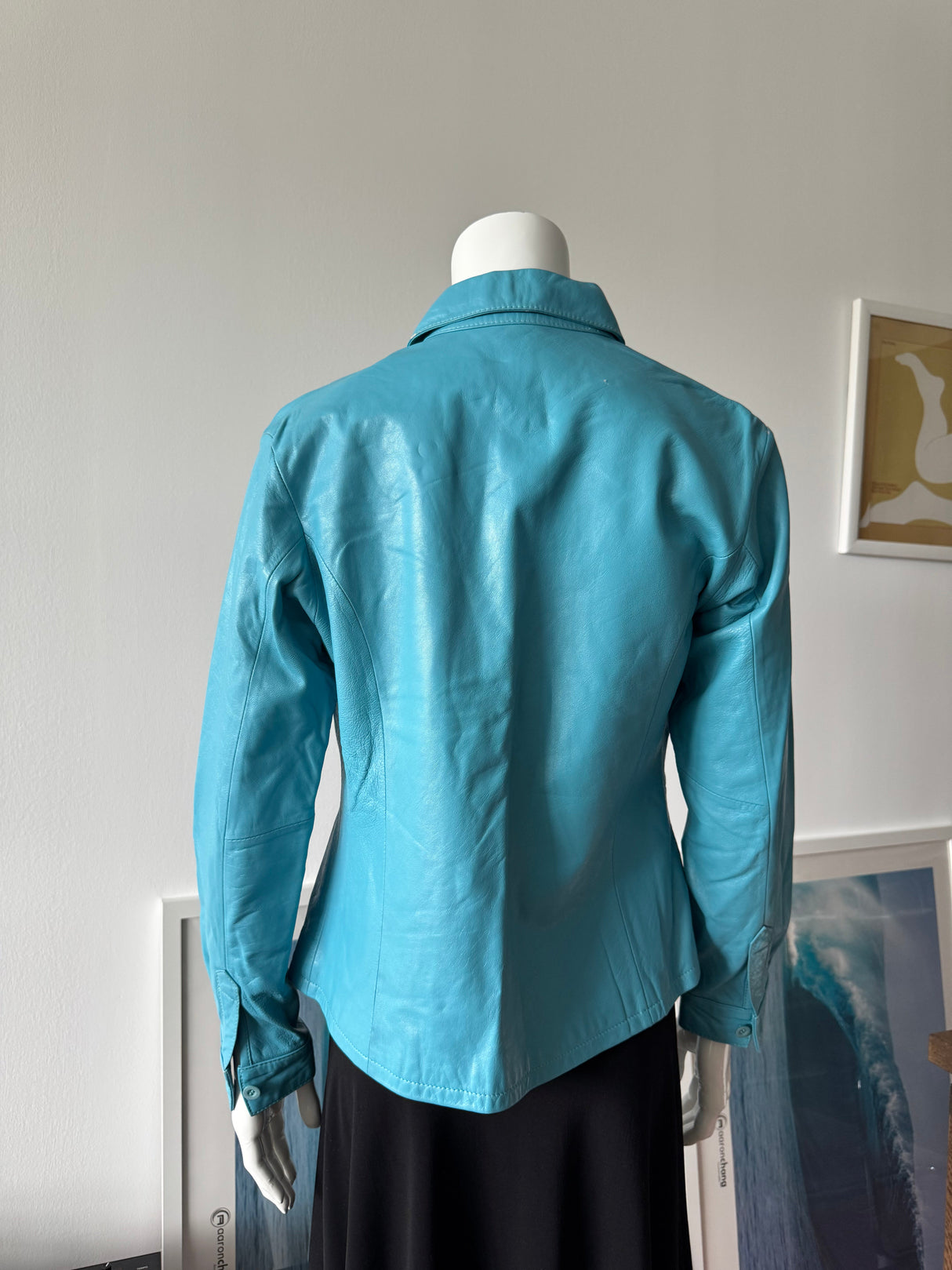 NICOLA BERTI Turquoise Leather Shirt/Jacket