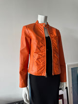 WILSON'S LEATHER Orange Ruched Leather Jacket
