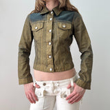 Olive Green Navy Denim Ombre Denim Jacket