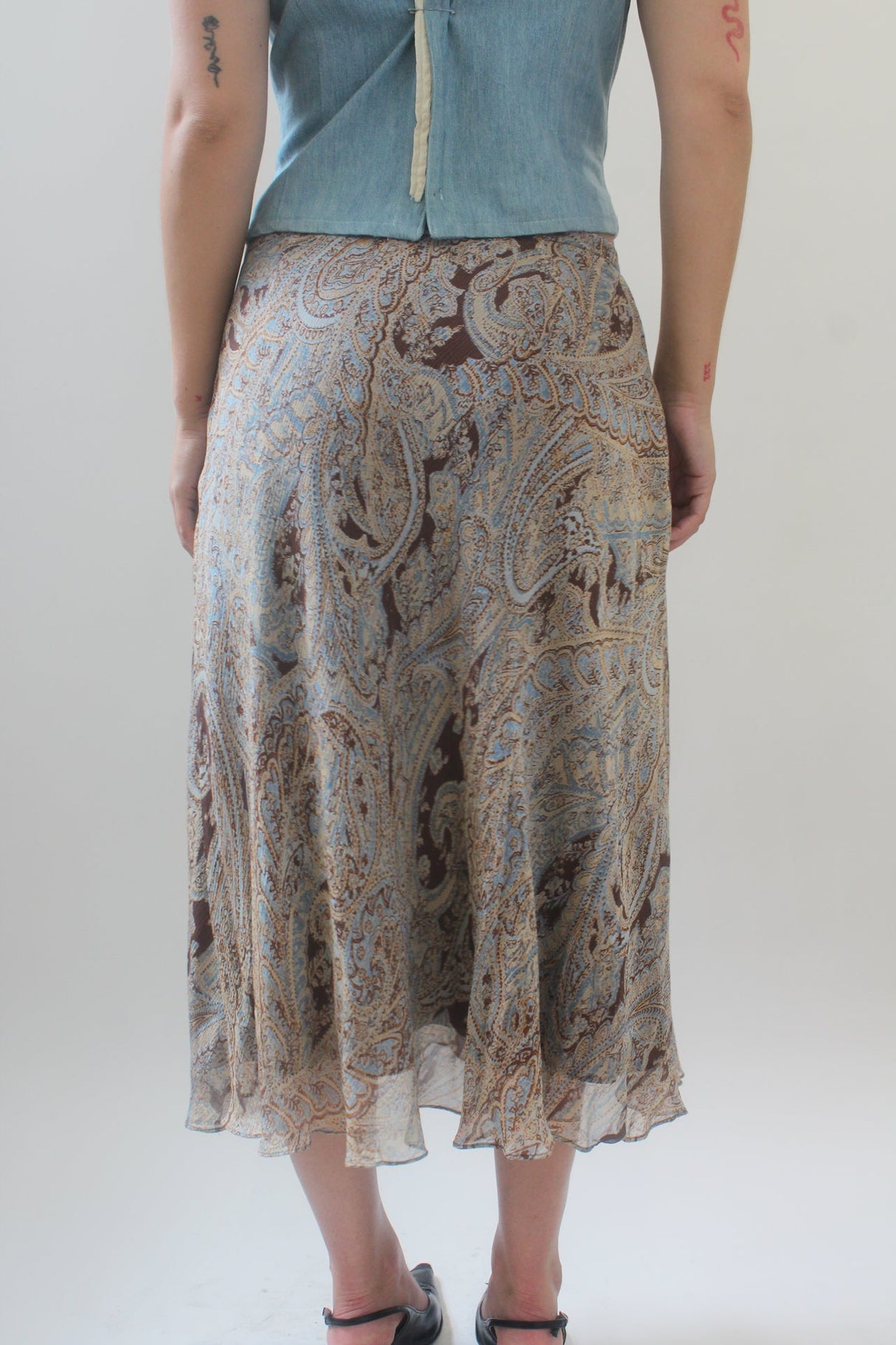 Silk paisley midi skirt