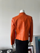 WILSON'S LEATHER Orange Ruched Leather Jacket
