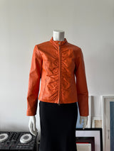 WILSON'S LEATHER Orange Ruched Leather Jacket