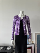MOSCHINO Purple Leopard Print Cardigan