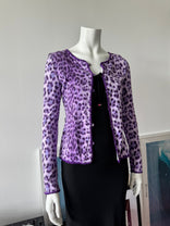 MOSCHINO Purple Leopard Print Cardigan