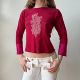 Italian Magenta Graphic Silk Flare Sleeve Tee