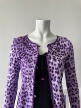 MOSCHINO Purple Leopard Print Cardigan